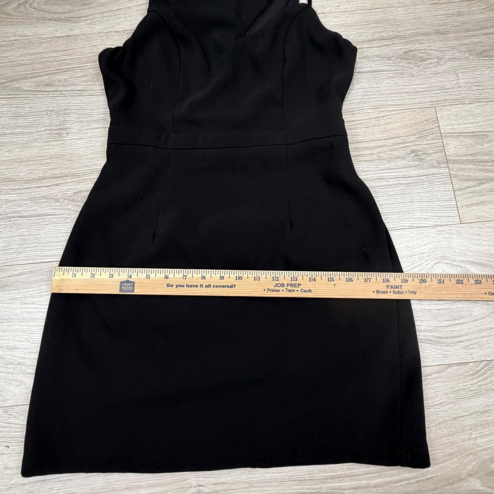 DO+BE Black Asymmetrical Cutout Sleeveless Mini Dress Gold Zipper Size Medium - Picture 7 of 10